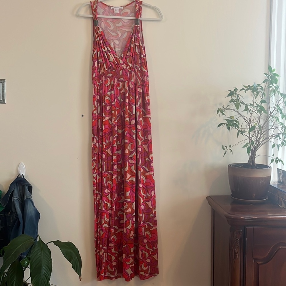 Lascana for Venus Maxi Dress sz M Empire Waist Psychedelic Summer Geometric‎